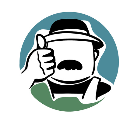 Icon - good work / Graphic vector illustration a man farmer, logotype, sign.のイラスト素材