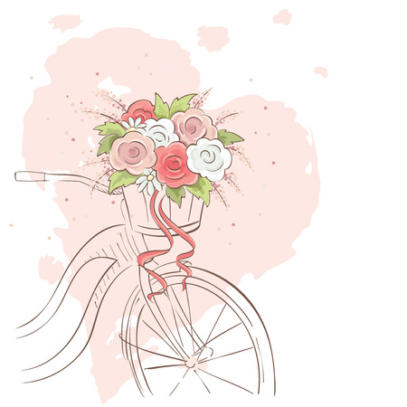 Bicycle for the bride / Vector illustration, wedding invitation, valentine cardのイラスト素材