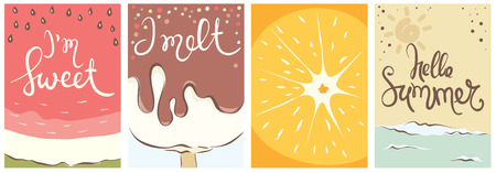 Funny summer beach banners / Set of funny beach labels, vector illustrationsのイラスト素材