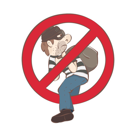 Sign -- Thief / A man with a bag and a mask, vector illustrationのイラスト素材