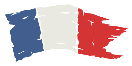 France flag / Vector illustration, shabby fluttering flag of the Fifth Republicのイラスト素材