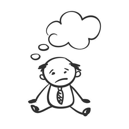 Bankrupt. Vector illustration, man is upset about big problems in business.のイラスト素材