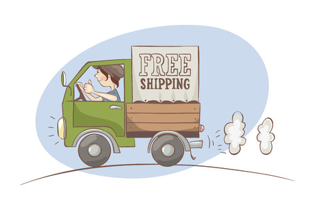 Free shipping. Vector illustration, transportation, Cargo Delivery.のイラスト素材