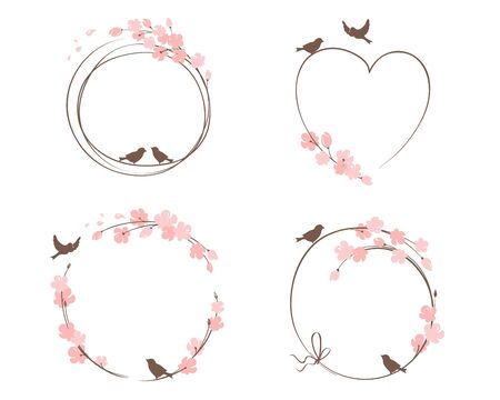 Frames for Wedding invitation. Set vector design elements on the theme of flowering and springのイラスト素材