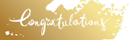 Abstract banner -- congratulations. Vector illustration, background with gold brush stroke.のイラスト素材
