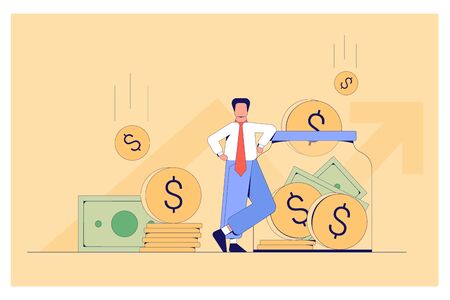 man increases his income and controls financesのイラスト素材