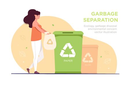 separate collection of garbage, life without waste, Eco-friendly packaging icon with waste managementのイラスト素材