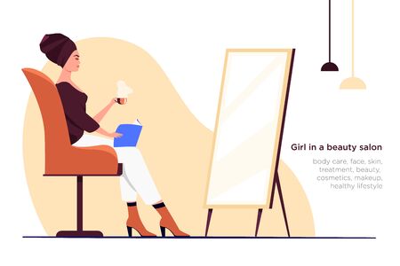 girl in a beauty salon takes care of her face and bodyのイラスト素材