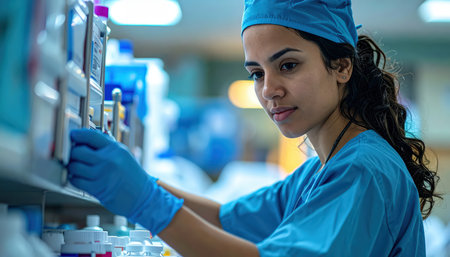 Portrait of a female researcher carrying out scientific research in a labの素材