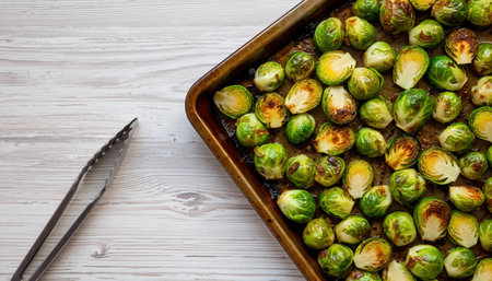 Delicious Roasted Brussels Sprouts on a Baking Sheetの素材