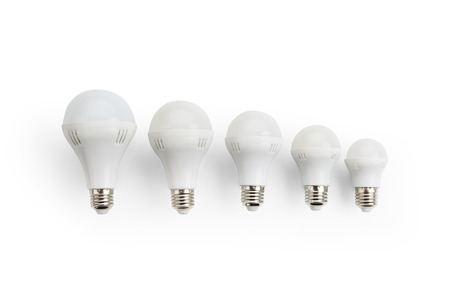 set of LED bulbs isolated on white background