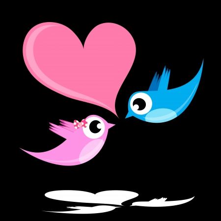 bird couple love heart  sweet のイラスト素材