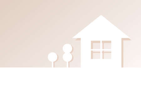 Flat House gradation background with trees and windowsのイラスト素材