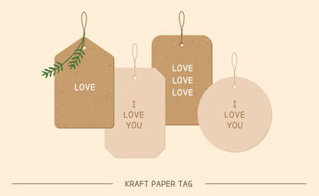 Kraft Paper Label Set. gift message tag.のイラスト素材