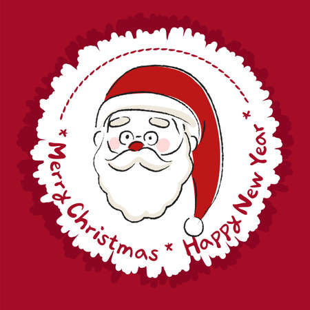 A Christmas card with a claus on itのイラスト素材