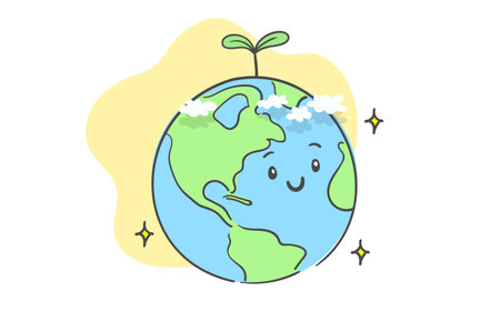 Earth character with sprouts.のイラスト素材