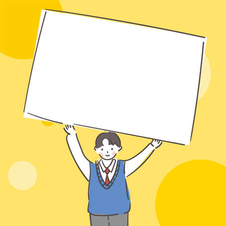 A male student holding an empty memo pad.のイラスト素材