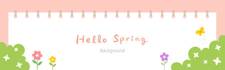 Sketchbook frame with spring background.のイラスト素材