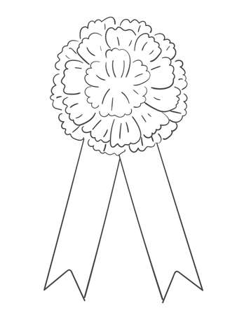 Carnation flower brooch illustration sketchのイラスト素材