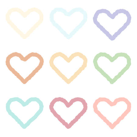 Name tag set of heart shape doodle linesのイラスト素材
