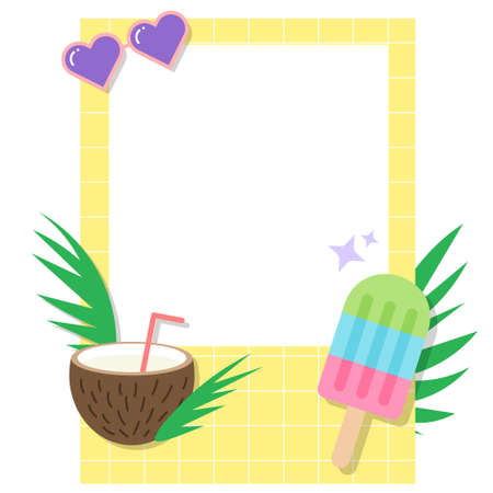 A banner design with parasols and summer sea background.のイラスト素材