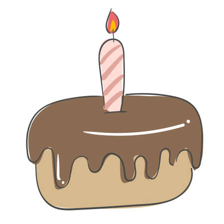Illustration of chocolate cake with candles on itのイラスト素材