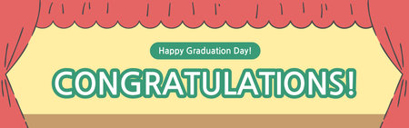 Banner design with red curtain background.のイラスト素材