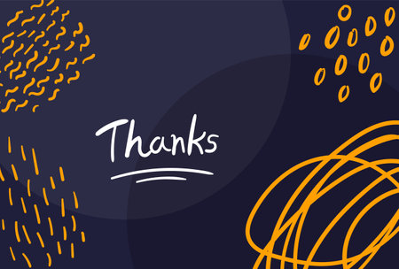 Hand drawn vector abstract graphic illustration with hand lettering thank you isolated on dark blue backgroundのイラスト素材