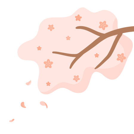 Illustration of cherry blossom trees with cherry blossoms flying.のイラスト素材