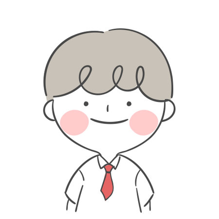 Character illustration of a student in a school summer uniform.のイラスト素材