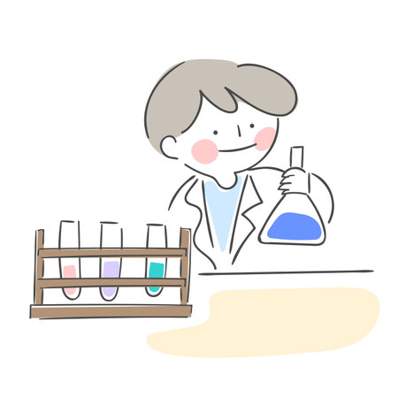 An illustration of a scientist character conducting research in a laboratoryのイラスト素材
