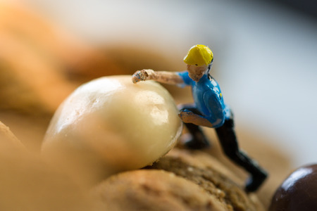 Big white chocolate kruidnoot with small figureの写真素材