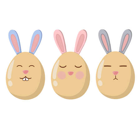 Rabbit in style of eggs. Cute bunny illustration for Easter holidays. hand drawn artの写真素材