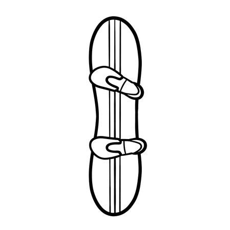 Ski snowboard outline illustration. Hand drawn equipment for sports in winter. Designed in cartoon style. For coloring. Element, concept of outdoor activities.の写真素材
