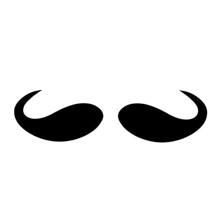 Black mustaches illustration. Hand drawn simple and minimalist handlebar. English hook moustache . Template of icon for barbershop, for print, decoration. Apart. Isolated on white backgroundの写真素材