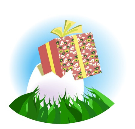 Gift egg on the grass  のイラスト素材
