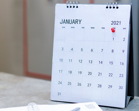 Calendar and scheduled appointments with pins.の写真素材