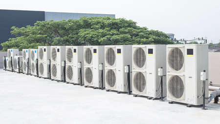 air condition outdoor unit compressor install outside the building.