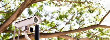 CCTV cameras installed outside the building safety protection concept.