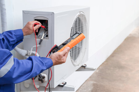 Air conditioning check service leak detection add refrigerantの写真素材