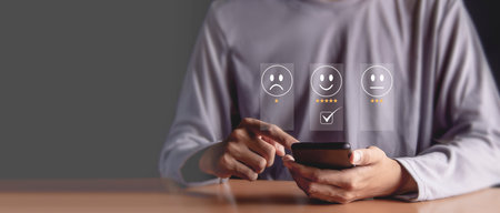 Mobile customers rate service provider satisfaction through an application, service experience in an...