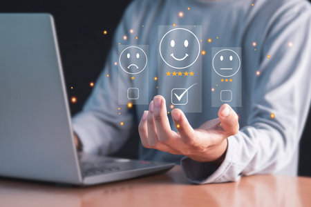 Customer service evaluation and satisfaction survey concept.の写真素材