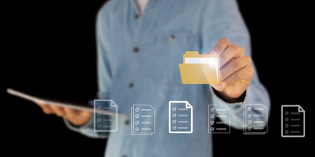 document management organizing organizational information document visualization record management Efficient online document file information softwareの写真素材