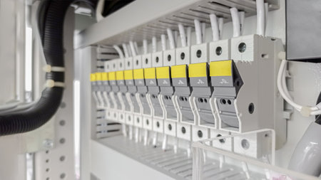 The fuse box controls the electrical circuit in the control cabinet.