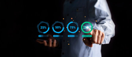 Charging successful Displays energy values ââas levelsの写真素材