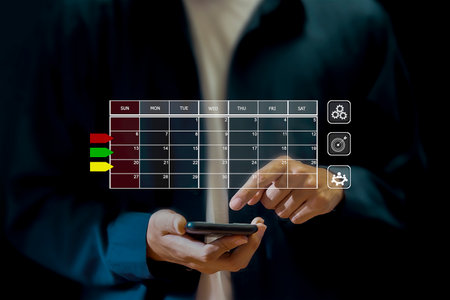 Work planning management concept Time allocation, work period boundaries, analysts work with...