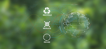 Illustration of a Recycling Concept with a World Map and a Globe