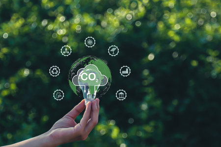 The carbon neutral concept reduces CO2 emissions, reducing global warming. Goal of net zero carbon...