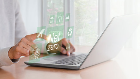 Carbon neutral is the 2050 net zero carbon dioxide emissions state.の写真素材