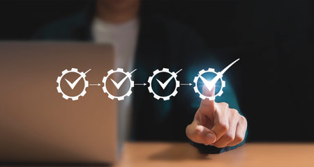 Automation workflow optimization ideas industrial business process markingの写真素材